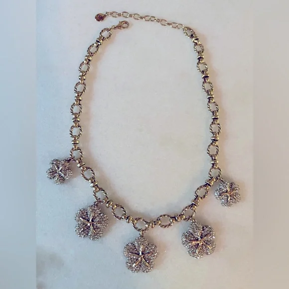 Sea Stars Rhinestones Bronze Necklace - Picture 3 of 8